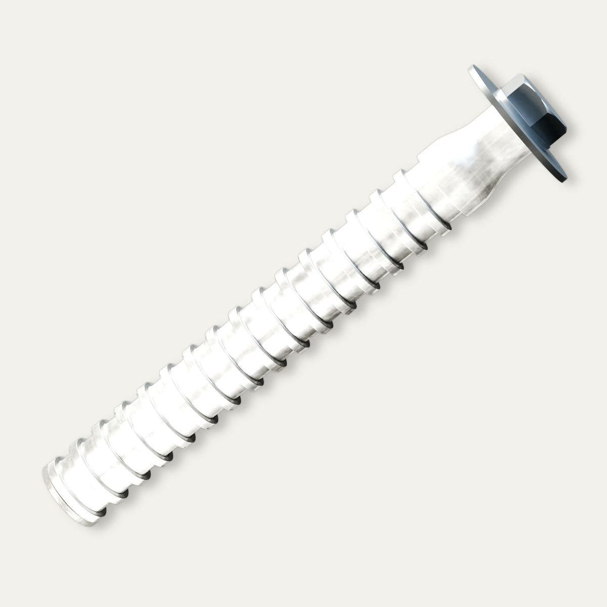 HD75 machined stainless steel asphalt anchor with flange and hex bolt