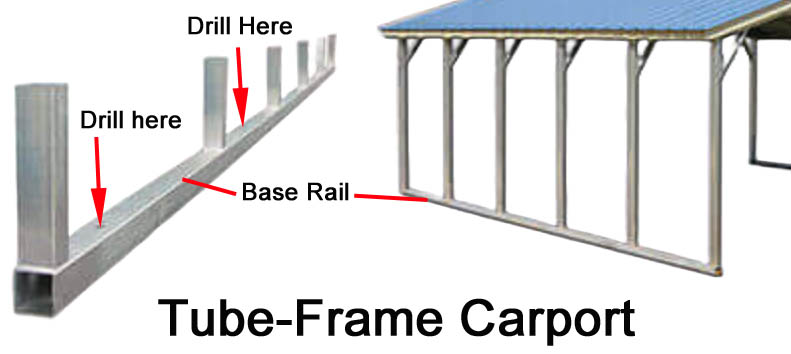 Tube-frame carport base rail